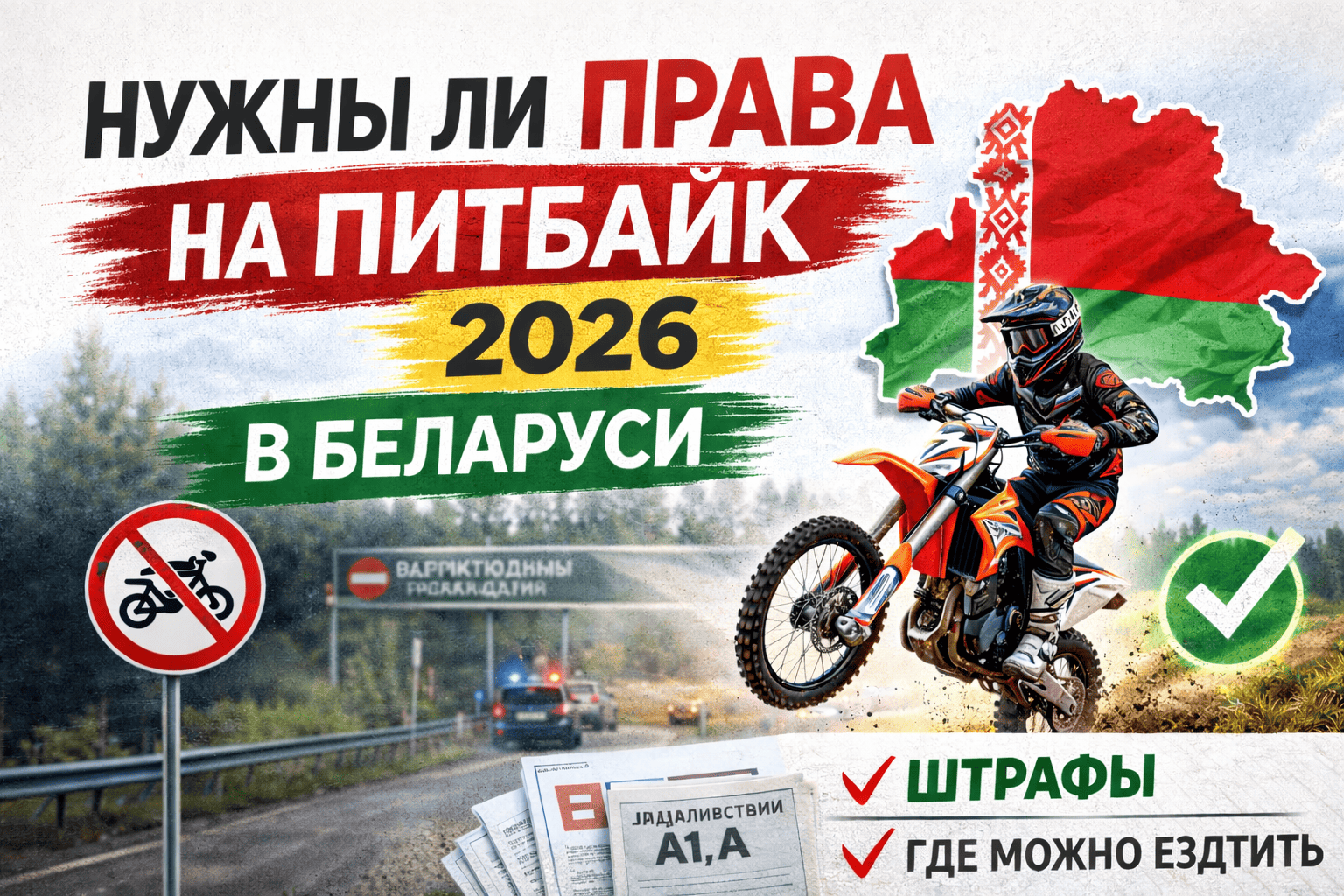 Нужны ли права на питбайк 2026: что можно в Беларуси и за что реально штрафуют